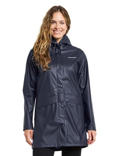 Image of Didriksons Avon Women's Waterproof Rain Jacket Galon Rubberised Parka Coat - Blue