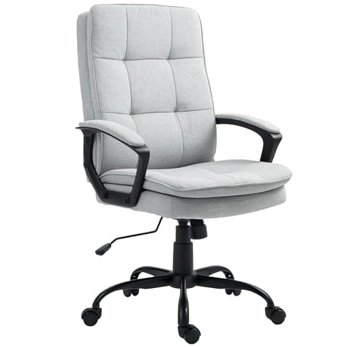 Image of HOMCOM Executive Office Chair, Fabric Computer Desk Chair with Dual-Layer Padding, Adjustable Height, Armrests, Tilt Function, Swivel Wheels for Home Office, Study, Grey