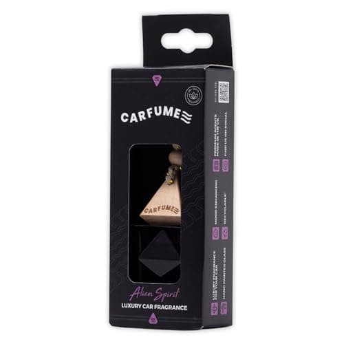 Image of Carfume Alien Spirit Car Air Freshener Original | Premium Floral, Jasmine & White Amber Fragrance | Luxury Purple Recyclable Scented Diffuser For Women - Odour Eliminator - UK Made Car Accessories