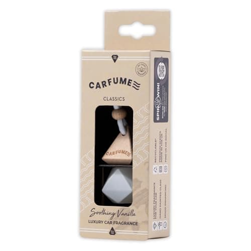 Image of Carfume Classic Soothing Vanilla Car Air Freshener | Premium Sweet, Cream & Nutmeg Fragrance | Luxury Unisex Recyclable Scented Diffuser - Odour Eliminator - UK Made Car Accessories