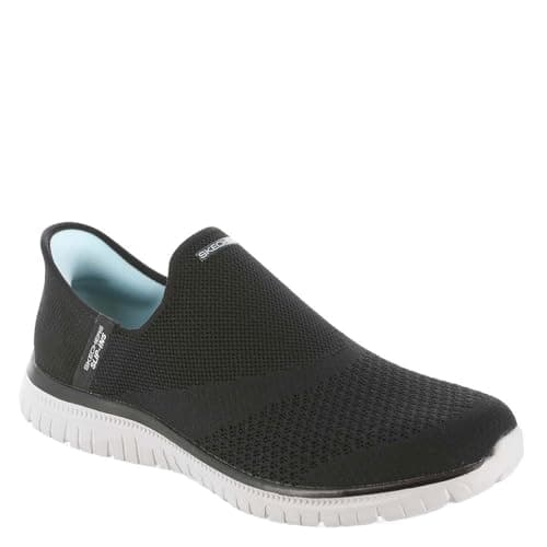 Image of Skechers Women's Virtue Sleek Slip-On Sneakers, Black Knit, 5 UK