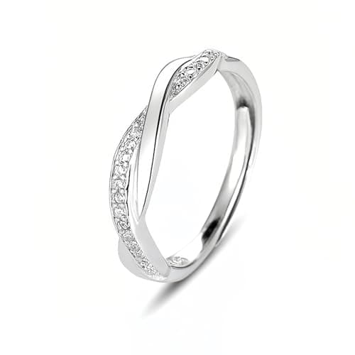 Image of SSKHE Sterling Silver Rings,Adjustable Thumb Rings For Women Girls,Cubic Zirconia Eternity Wedding Promise Ring,Double Infinity Knot Cubic Zirconia Promise Rings For Women,With Jewellery Box