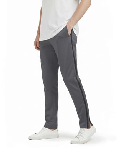 Image of Zylioo Tall MensTrack Bottom Extra Long Side Striped Design Sweatpants Open Cuffed for Weekends Work and School Grey-Black