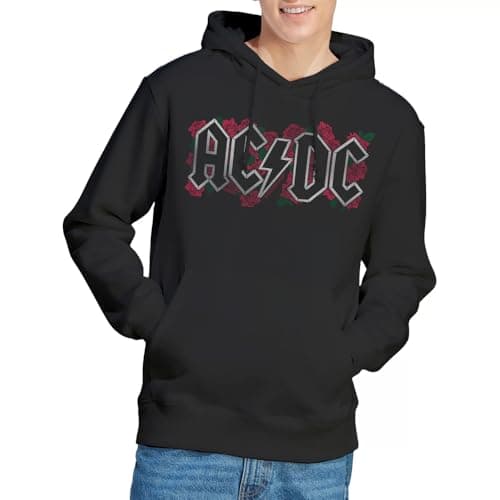 Image of AC/DC ACDC Roses Logo Hoodie, Black, Large