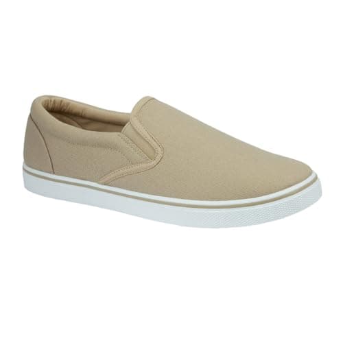 Image of Mens Canvas Slip-On Plimsolls, Casual Lightweight Pumps, Trainers Sneakers (Taupe, UK Footwear Size System, Adult, Men, Numeric, Medium, 11)