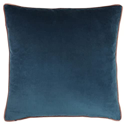 Image of Paoletti Meridian Cushion Cover – Velvet Piped Luxury Decor (Petrol/Blush - 55 x 55 cm)