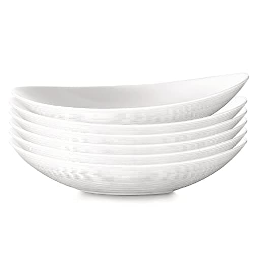 Image of Bormioli Rocco Prometeo 9" Soup and Pasta Plates Opal Glass Dinnerware, White, Set of 6