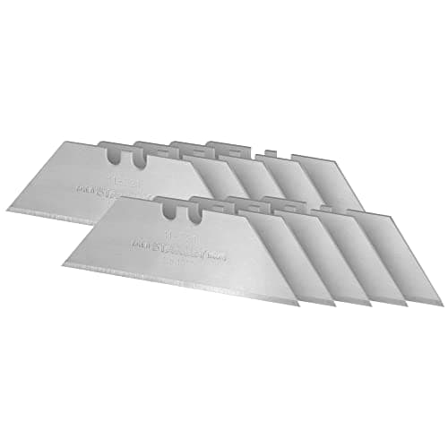 Image of Stanley trapezoidal blades 1992 (without perforation, 62 mm blade length, for general and heavy cutting work in carpet and vinyl, pack of 10 in dispenser) 2-11-921, silver