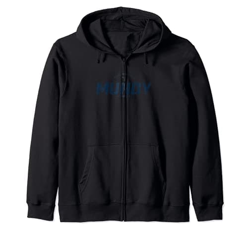 Image of Mundy Michigan MI Vintage Athletic Navy Sports Logo Zip Hoodie