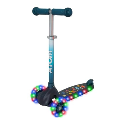 Image of ATOM Eclipse Solar Space Light-Up 3-Wheel Scooter for Kids Ages 3–12 | LED Kick Ride-On with Adjustable Handlebar | Tri-Wheel Push Scooter for Boys & Girls. Tassels detachable.