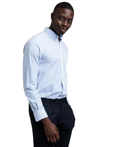 Image of Gant Men's The Broadcloth Stripe Reg Bd Shirt Not Applicable, Capri Blue, XXX-Large