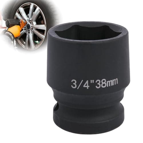 Image of Deep 6-Point Impact Socket 3/4" Drive 38mm,Chrome Molybdenum Steel, Anti-Rust Metric Hex Socket for Car Repairs and Impact Wrench