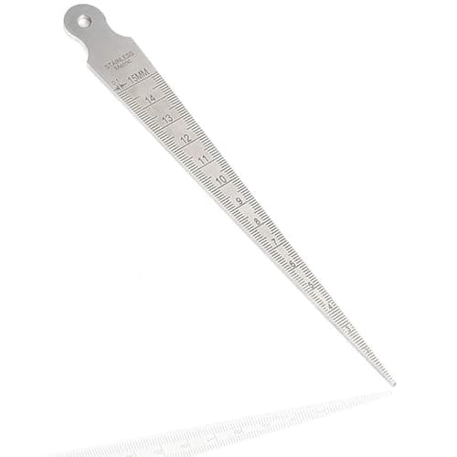 Image of HaoTrade Tapered Feeler Gauge, Inch & Metric Taper Gage, Taper Welding Gauge, 1-15 mm Double-sided Scale Gap Hole Measure Ruler Taper Gauge for Measuring Weldment Gap Bore Hole