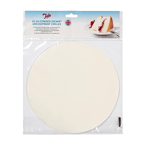 Image of Tala 23cm Siliconised Greaseproof Circles for Liner Baking Tins and Trays, Prevents Sticking and Supports Quick and Easy Release on All Baked Products, Pack of 20 with 23cm / 9inch Diameter
