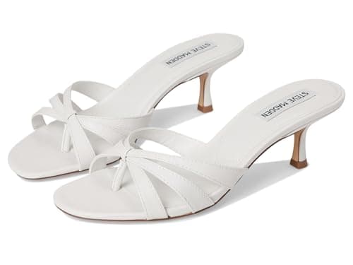 Image of Steve Madden Women's Cary Heeled Sandal, White Leather, 4 UK
