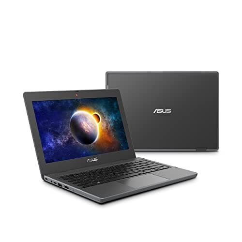 Image of ASUS BR1100 Laptop, 11.6" HD Anti-Glare Display, 180 Degree, Celeron N4500, 4GB, 64GB SSD, MIL-STD 810H Durability, Tamper/Spill-Resistant Keyboard, TPM 2.0, Windows 10 Pro, Dark Grey, BR1100CKA-502Y