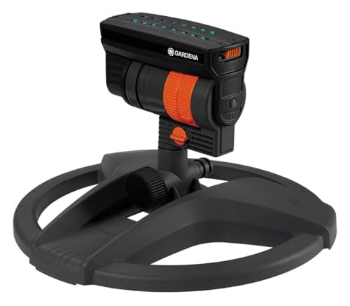 Image of Gardena AquaZoom compact rectangular sprinkler: Sprinkler for watering areas of 9–216 m², range 3–18 m, spread 3–12 m, built-in filter (18708-20)
