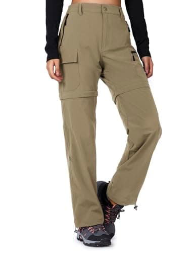 Image of Cycorld Hiking Cargo Trousers Womens Zip Off Waterproof Walking Trousers Lightweight Quick Dry Convertible Stretch Outdoor Casual with 5 Pockets(Khaki,M)