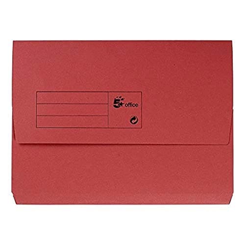 Image of 5 Star Document Wallets A4 Folders for Documents Half Flap (50 Pack) Red 285gsm Capacity 32mm File Cardboard Folders