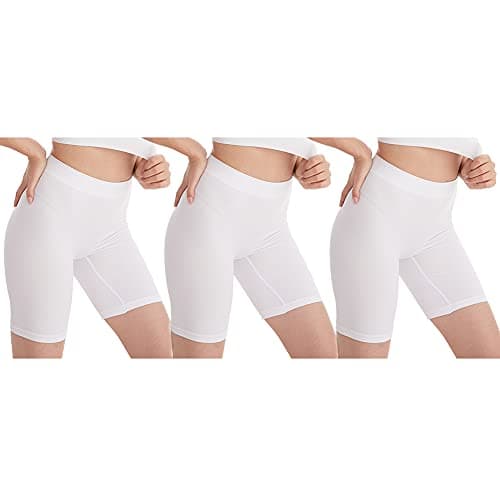Image of Amazingjoys Seamless Slip Shorts Women's Smooth Slip Panties for Under Dresses,3*White,XS-S