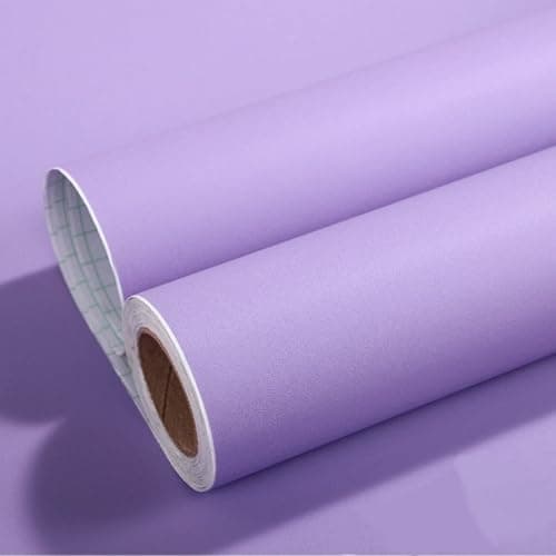 Image of Amaowdc Self Adhesive Wallpaper Purple Peel and Stick Wallpaper 44.5cmX300cm Vinyl Wrap for Furniture Sticky Back Plastic Matte Waterproof Removable Paper for Living Room Bedroom Wall