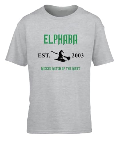 Image of Hippowarehouse Elphaba Wicked Witch of The west Kids Children's Short Sleeve t-Shirt 3-4 Years Grey