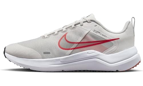 Image of NIKE DD9293-009 Downshifter 12 Sneaker Male Platinum Tint/LT Crimson-Black-White UK 7