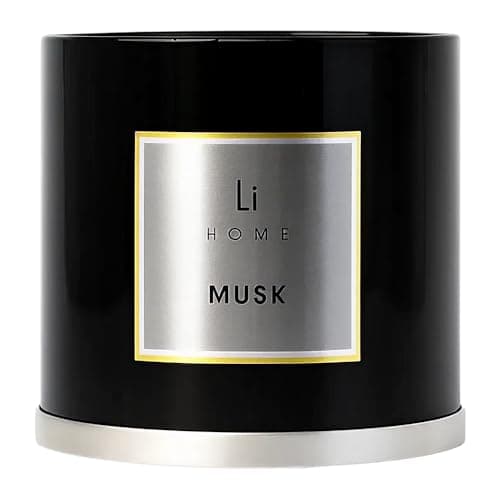 Image of Lifestyle Home Collection XL Candle | White Musk 3.5kg 5-Wick Luxury Soy Wax Candles | 150+ Hour Long Burn Aromatherapy Floral Musk Jasmine Vanilla Scented Candle | Designer Home Décor Gift for Women