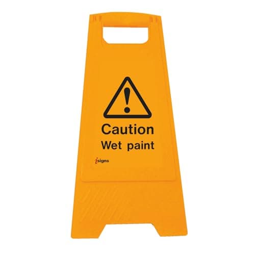 Image of Warning Signs - Caution wet paint (free-standing floor sign) - Yellow Polypropylene