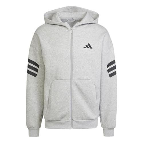 Image of adidas Men's FUTURE ICONS THREE STRIPES FULL-ZIP HOODIE, medium grey heather, M