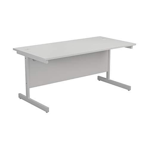 Image of Office Hippo Rectangular Cantilever Desk, White Top/ White Frame, 180x60 cm