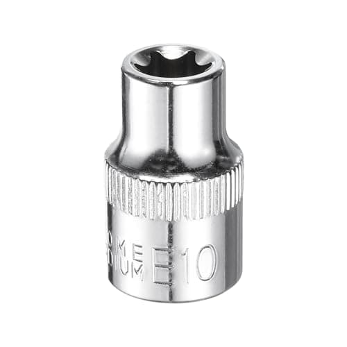 Image of sourcing map E-Torx Socket 3/8" Drive E10 Star Female Socket 1.1" Length External Torx Deep Sleeve CR-V Chrome Plating 6 Point Spline Sleeve for Auto Repairs Home Maintenance