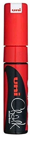 Image of Uni Red Chisel Tip Nib (8mm) Liquid Chalk Marker Pen Colour Whiteboard Blackboard Chalkboard Menu Glass Windows Wet Wipe Non Permanent (Pack Of 1) PWE-8K