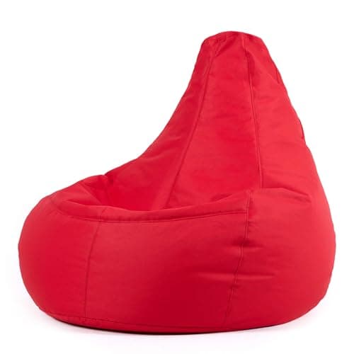 Image of Bean Bag Bazaar Dalton Gaming Bean Bag Chair, Red, Garden Chair, Water Resistant Fabric, Beanbag for Indoor and Outdoor Use with Filling Included, Garden Furniture, Outdoor Seating