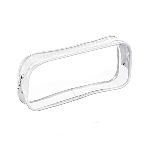 Image of HiChange Clear Pencil Case See ThroughTransparent PVC Pencil Bags with Zipper See Through Toiletries Bag Clear Exam Pen Pencil Case (White)