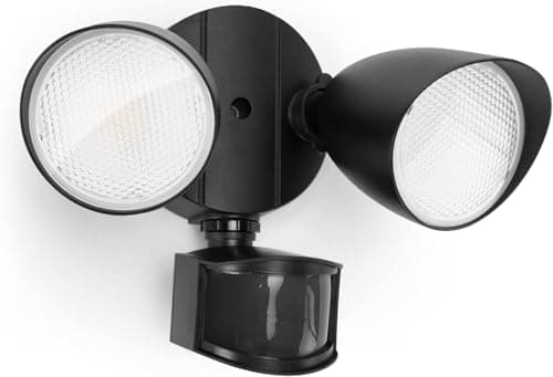 Image of LUTEC 23.5W PIR LED Security Light, 1700LM 5000K Outdoor Motion Sensor Floodlight, Twin-Head Integrated Exterior Security Light, Wall Mounted Flood Light for Patio Garden Yard, Black