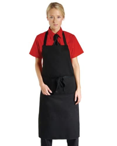 Image of Dennys Economy Bib Apron With Pocket - Colour Black - Size O/S