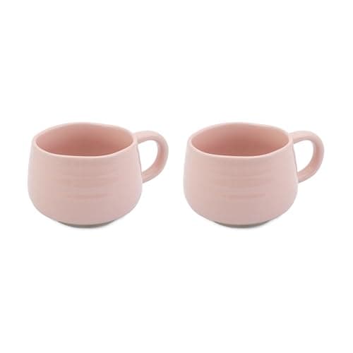 Image of Jamie Oliver Big Love Pink Cosy Cuppa Set, 2pc Speckled Stoneware Coffee, Tea Mugs, Dishwasher, Microwave, 12.7oz, 375ml, 13x10x7cm