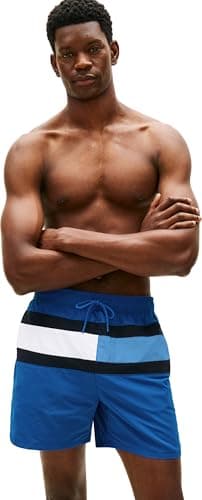 Image of Tommy Hilfiger Men's Medium Drawstring UM0UM03474 Swim Trunk, Blue (Regal Blue), L