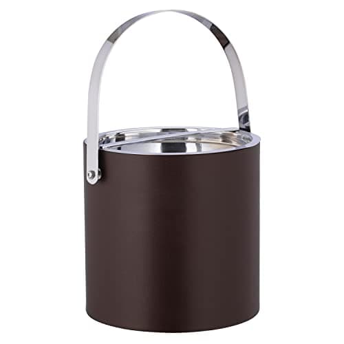 Image of Kraftware 3qt Polished Chrome Arch Handle & Bridge Cover Manhattan 3 Quart Ice Bucket, Small, Chocolate Brown