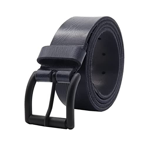 Image of PELLE TORO Hunter Leather Belt for Men, Handmade Men's Belt for Jeans, Work or Casual Cowboy Style (Trouser Sizes 32in - 36in, Indigo)
