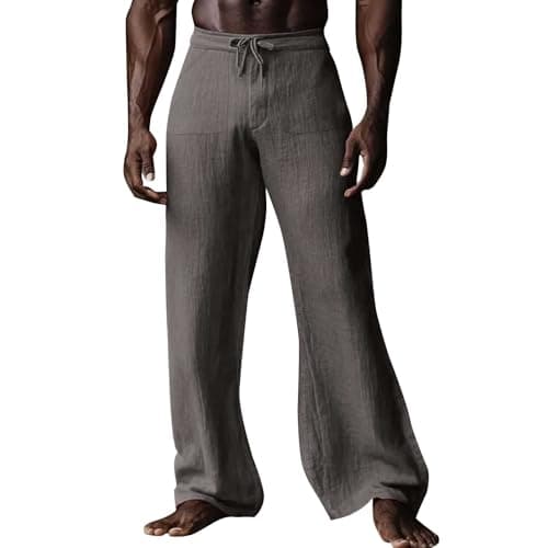 Image of Leather Trousers Men Summer Trousers for Men UK Dark Gray, 3XL
