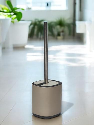 Image of Showerdrape Echo Beige Steel Toilet Brush & Holder