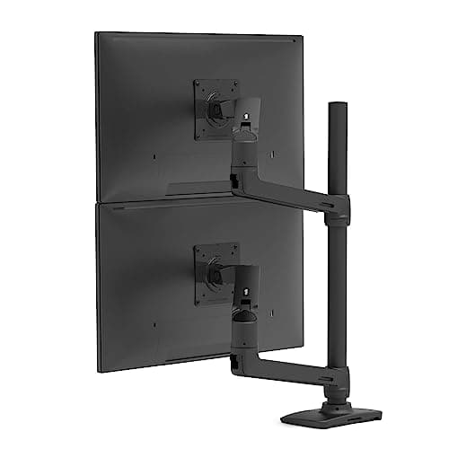 Image of Ergotron – LX Vertical Stacking Dual Monitor Arm, VESA Desk Mount – for 2 Monitors Up to 40 Inches, 3.2-10kg Each – Tall Pole, Matte Black (45-509-224)