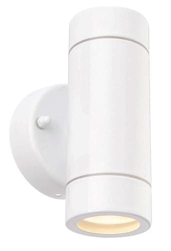 Image of National Lighting Palin Gloss White Steel External Up/Down Outdoor Security GU10 Wall Light IP44 Rated