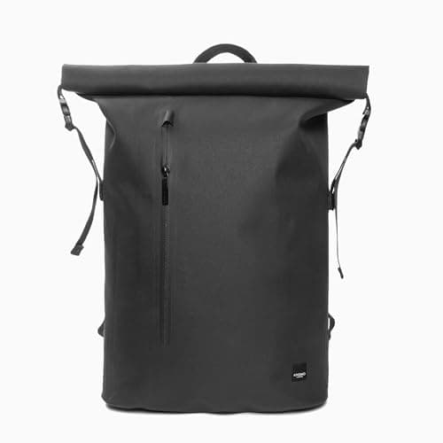 Image of KNOMO Cromwell Rolltop Waterproof Laptop Backpack - 16 Inch, 27L Water-Resistant Travel Rucksack, Casual Outdoor Daypack for Men & Women, Black