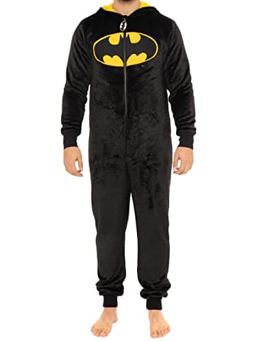 Image of DC Comics Mens Batman Onesie | Mens Fleece Onesies | Official Batman Gifts | Black | XL