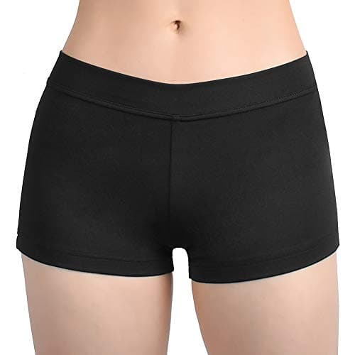 Image of SUPRNOWA Low Rise Boy Cut Shorts for Women Athletic Spandex Gym Workout Booty Volleyball Yoga Dance Shorts (Black, S)
