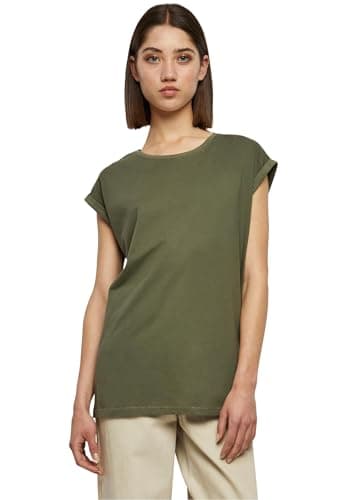Image of Urban Classics Women's Ladies Extended Shoulder Tee T-Shirt, Olive, M