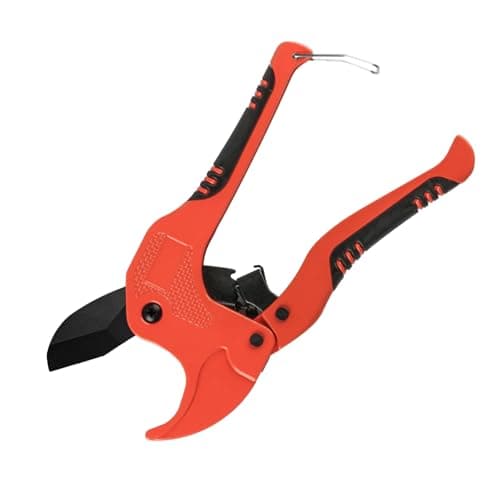 Image of 42mm PVC Pipe Cutter, Heavy Duty Ratchet Pipe Cutters for Cutting PVC PEX PPR Plumbing Plastic Rubber Hoses Plastic Pipe Cutter with Non-Slip Handle